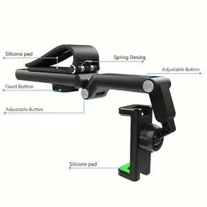 Car Phone Holder, Cell Phone Mount, Universal Car Mount, Adjustable Holder with a 1080° Rotating Sun Visor, Crafted from ABS Material, Versatile for Different Settings: Bedroom, Kitchen, And Vehicle, Adjustable Cellphone Holder