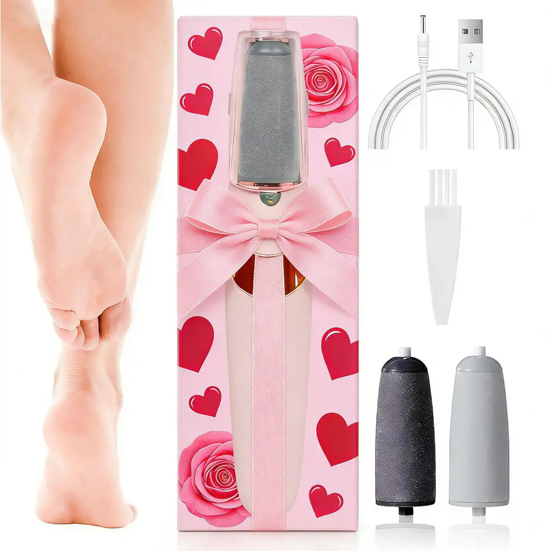 Electric foot file, electric foot trimmer, waterproof foot file,foot care, removes dead skin, calluses, and dry skin, nailcare, small white and pink everyday foot file