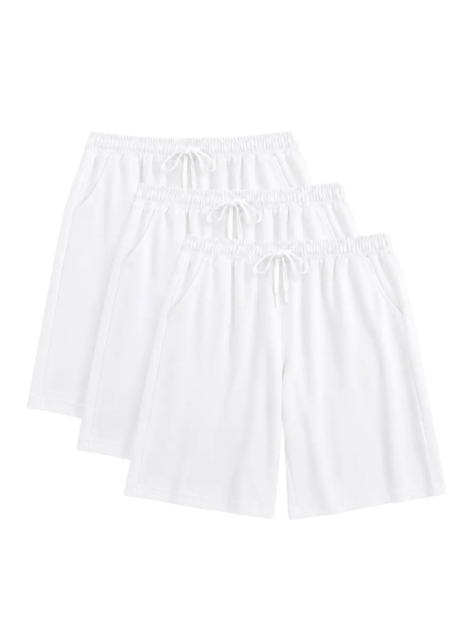 Men's 3-Pack Pure Cotton Black & Grey Sweat Shorts - Elastic Drawstring Mid-Waist, Deep Pockets, Ultra-Soft Breathable Fabric, Loose-Chic Fit for Lounging, Workouts, Baseball | Father's Day Gift