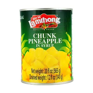 Lam Thong Canned Pineapple Chunks 565g - Sweet Syrup, Ideal for Baking, Desserts, Cakes & Tropical Fruit Salads