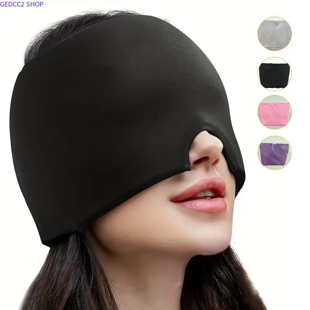 Cold Compress Gel Ice Hat, Wearable Reusable Hot & Cold Therapy Head Wrap, Cooling Ice Pack Mask for Head, Eye & Face Relief, Elastic Soft Pain & Migraine Relief Cap