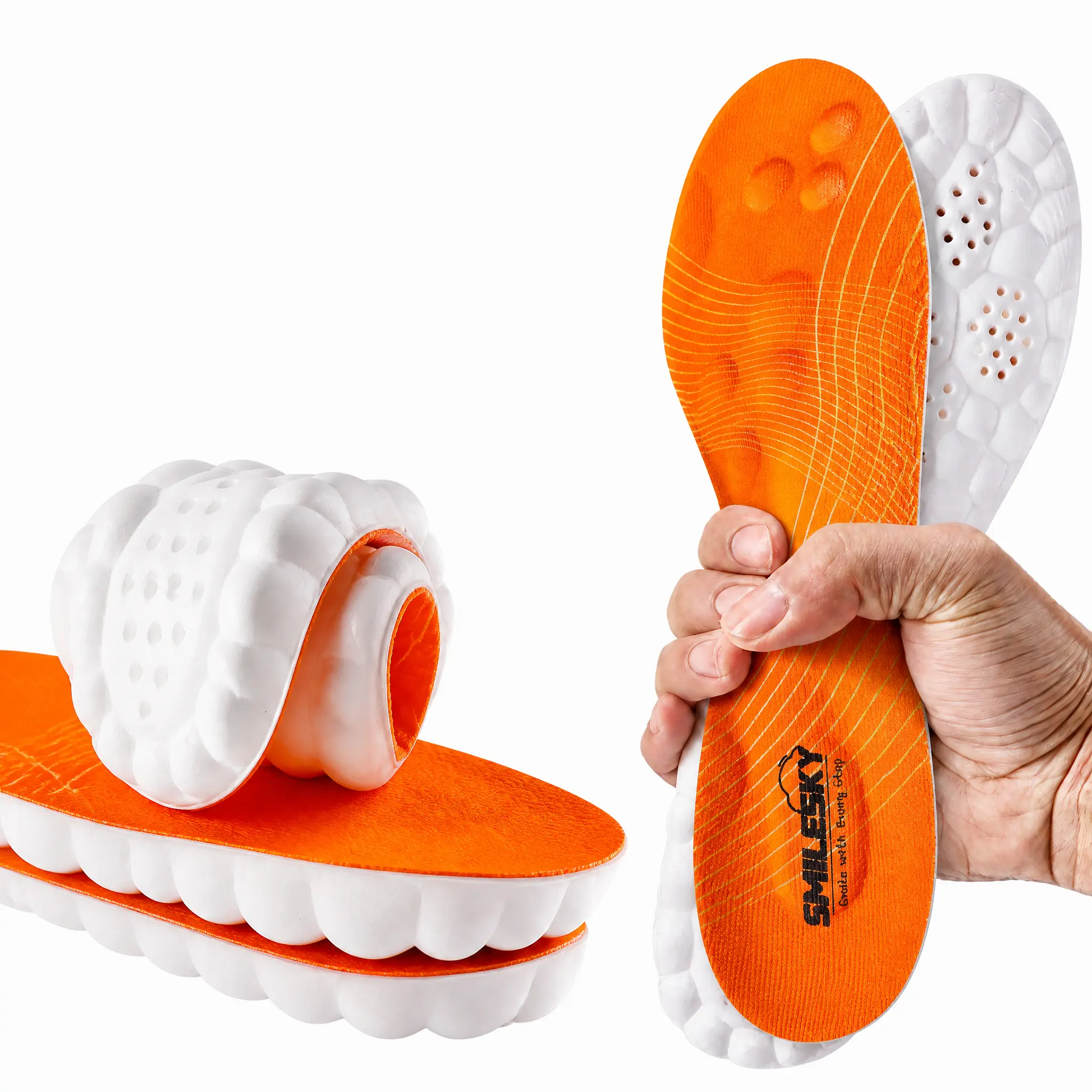 2 Pairs 3D Printed Memory Foam Insoles for Men and Women, Ergonomic Arch Support with Shock-Absorbing Cushion for All-Day Walking, Camping & Fishing, Hunting, Height Increase Insole, Athletic