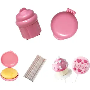 2Pcs Cake Pop Molds Set with 20 Sticks, Cutter and Pusher for Home Baking Birthday Parties Wedding Desserts (Pink)