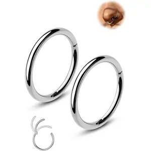 2 count G23 Titanium Nose Rings Hoops 20g 18g 16g Septum Rings Hoop Nose Rings Cartilage Hoop Helix Daith Tragus Conch Earrings Lip Piercing  for Women 6mm 7mm 8mm 9mm 10mm