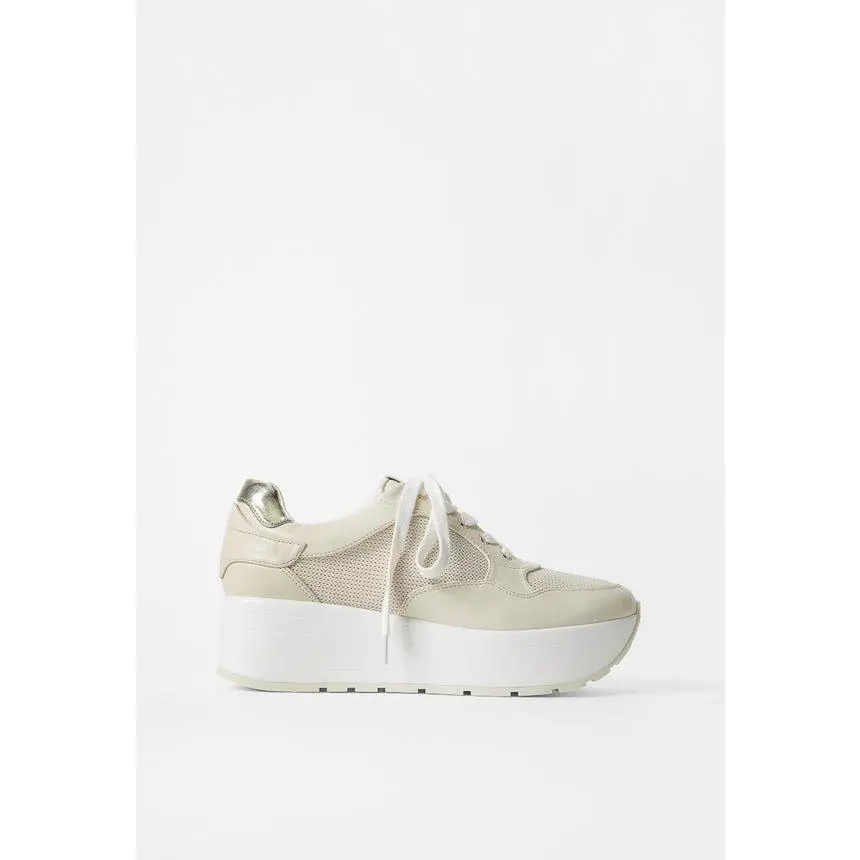 JUSTFAB Women's Thick Sole Lace-Up Athletic Platform Sneakers - Casual Sport Shoes, Comfortable Athletic Sneaker Footwear for Sports & Outdoor Activities, Thick Sole Sneaker, Casual Sneaker