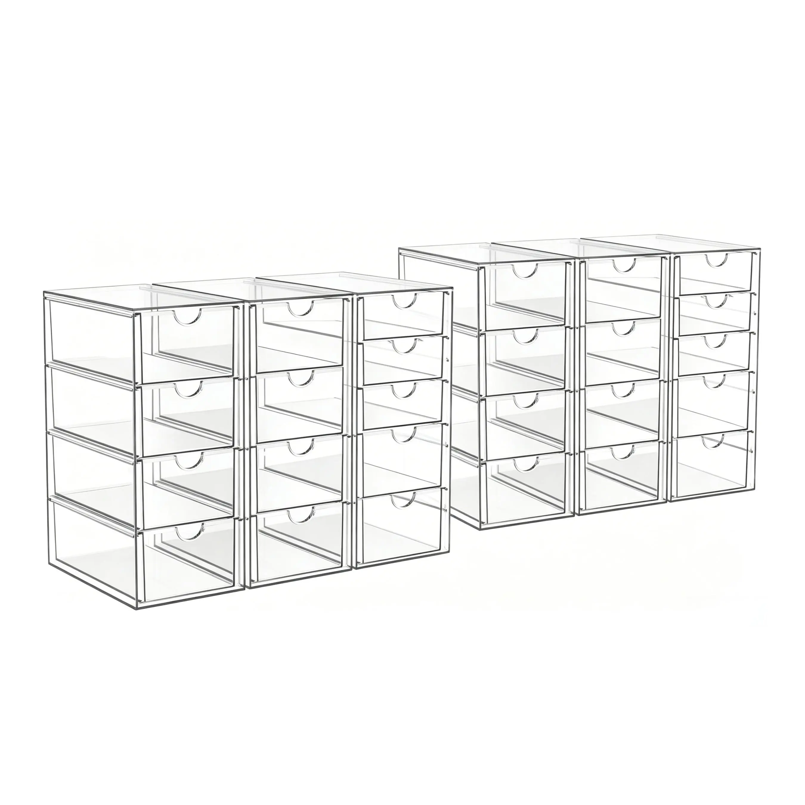Clear Acrylic Stackable Storage Box – 13 Drawers or 26 Drawers Bundle – Dustproof for Bathroom, Vanity, Pantry, Office, Laundry
