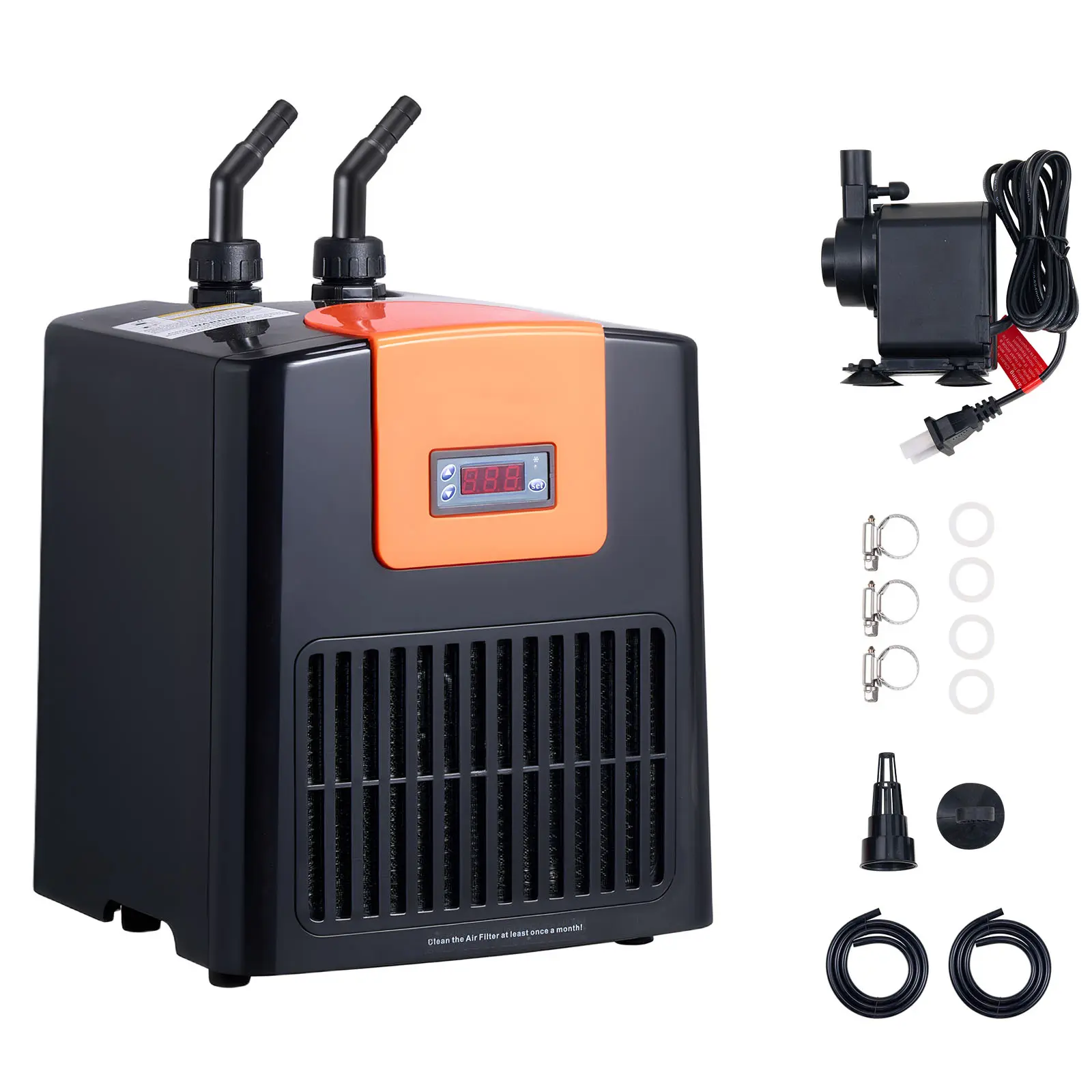Aquarium Chiller 52 Gallon, 1/10 HP Water Chiller for Hydroponics, Fast Cooling for Fish Tank, Axolotl, Coral Reef, Quiet Refrigeration Compressor, Titanium Evaporator, Complete Fittings