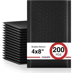 Black Bubble Mailers 4x8" 200 Pack  Padded Envelopes Self Seal Bubble Envelopes Usable Size 4x7" Padded Mailers for Small Business Shipping Envelope Mailers