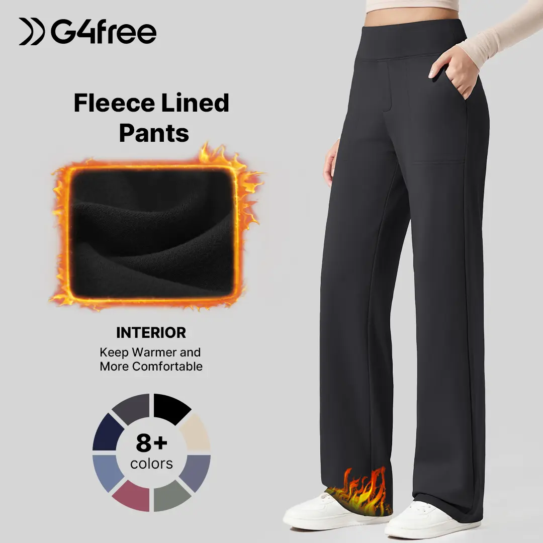 G4Free Women's Fleece Lined Basic Comfy Elasticized Pants - 29" Inseam Wide Leg Loose Sweatpants, Warm Thermal Fleece Loungewear Bottoms for Yoga, Lounge, Work G4Free Women's Fleece Lined Basic Comfy Elasticized Pants - 29" Inseam Wide Leg Loose Sweatpants, Warm Thermal Fleece Loungewear Bottoms for Yoga, Lounge, Work