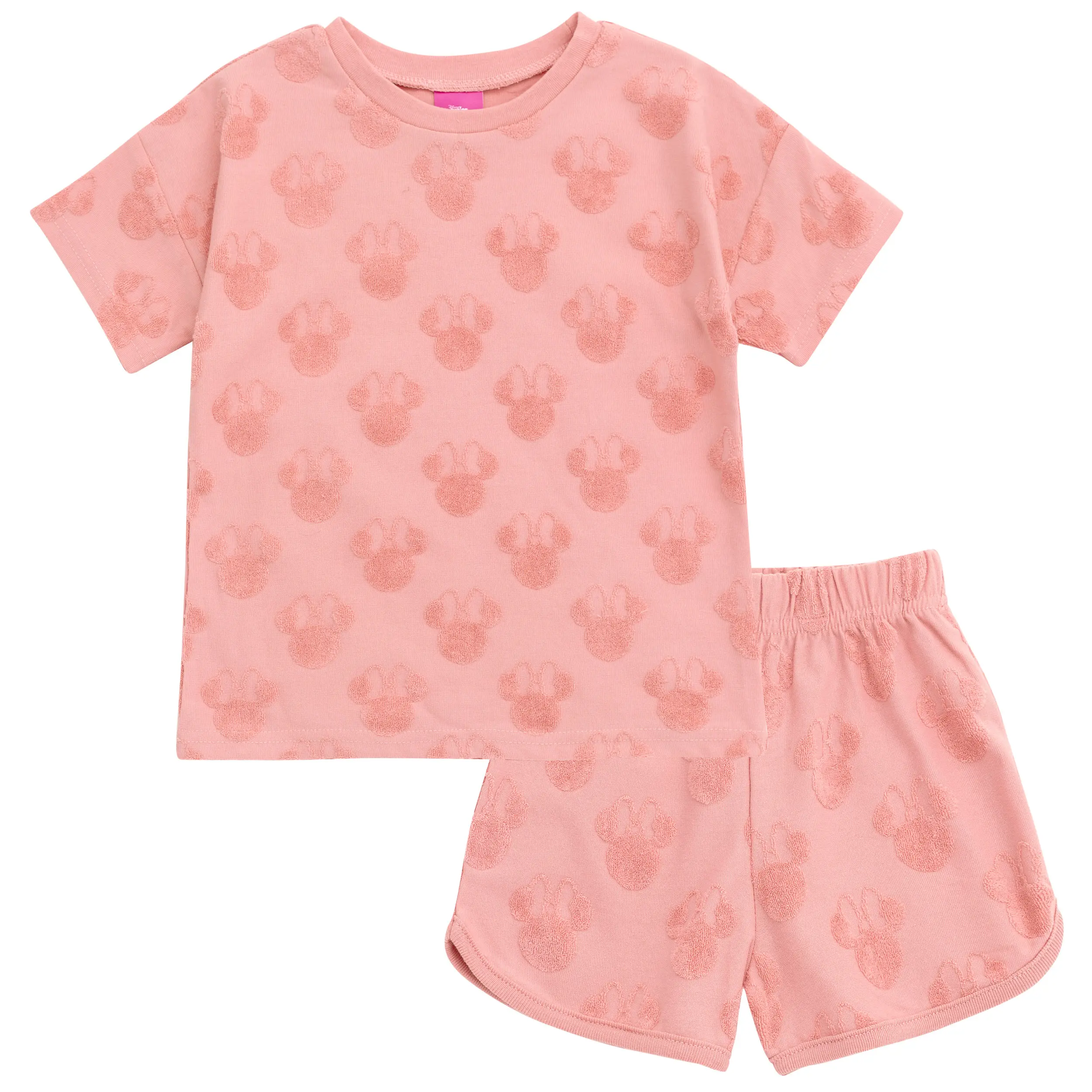 Disney Minnie Mouse Girls' Loop Terry T-Shirt and Shorts Set Toddler to Little Kid