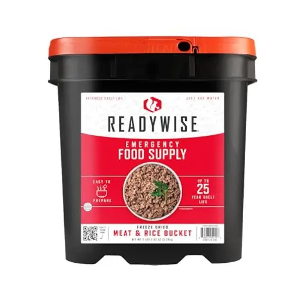 ReadyWise RW07-704 Emergency Feed Feeding Bucket for Farm Poultry/Animals - 9.75x11.75x12.5 in. with Chicken, Beef, Pork & Rice