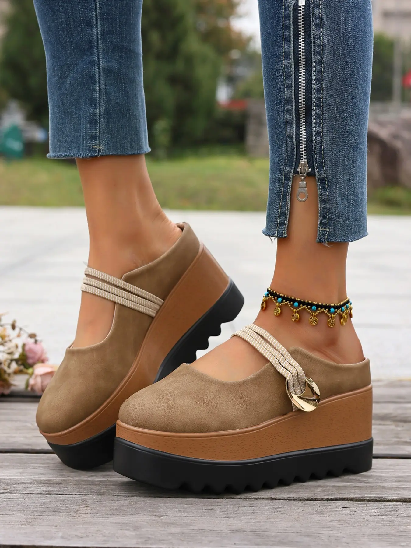 Women's Fashion Thick Sole Slip-On Mary Jane Shoes, Comfortable and Stylish Footwear, Perfect for Daily Wear, Trendy and Practical Design