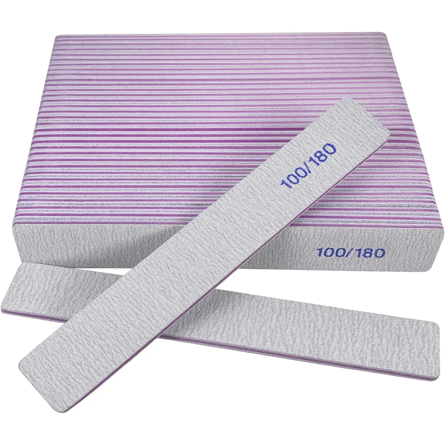 Nail Files (50 Pack), 100/180 Grit  Nail File for Natural Nails and Acrylic Nails, Double Sided Emory Boards limas para unas acrilicas Profesional Fingernail Filer Reusable Manicure Gray