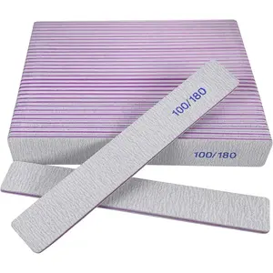 Nail Files (50 Pack), 100/180 Grit  Nail File for Natural Nails and Acrylic Nails, Double Sided Emory Boards limas para unas acrilicas Profesional Fingernail Filer Reusable Manicure Gray