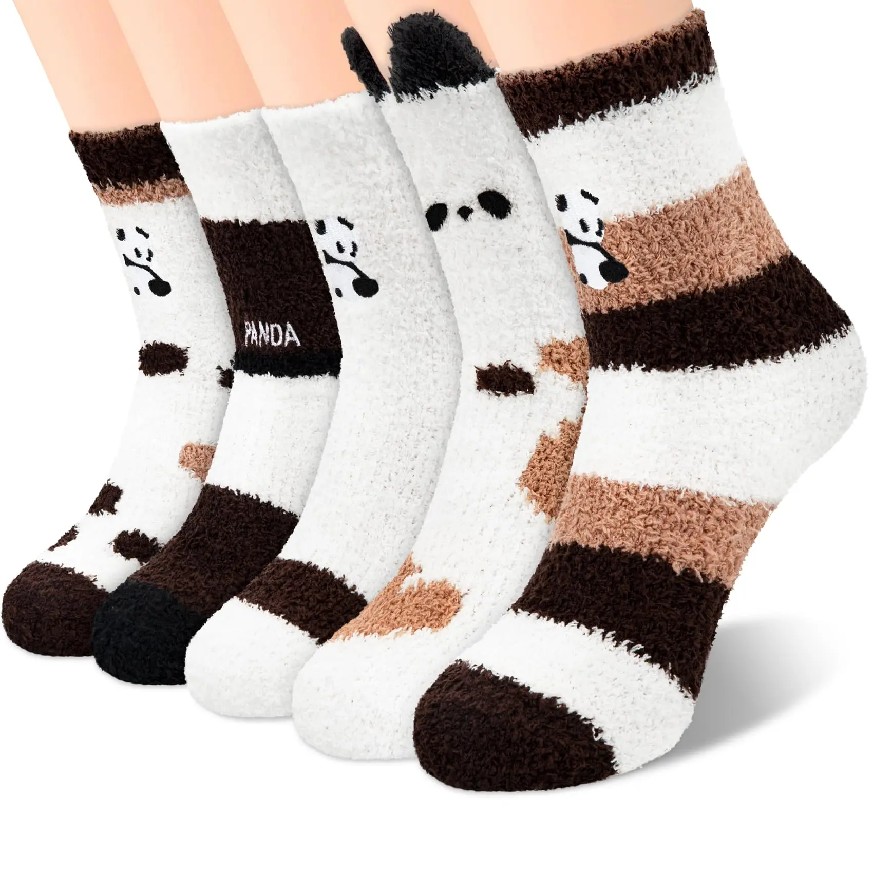 “Cute Fuzzy Cat Socks – 5 Pairs Cozy Winter Socks”