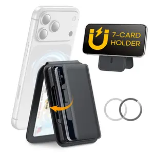 Vizvera for MagSafe wallet case, Phone Wallet for Men Women, [Hold 6-7 Cards] [RFID Blocking] [Adjustable Stand] Magnetic Wallet for iPhone 17/16/15/14/13/12 Series(Not for Mini)