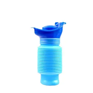 750ml Expandable Urine Bottle Emergency Toilet Shrinkable Urinal Bottle with Sealed Lid for Elderly Patients,Female,Kids,Male-Urinal Pocket Toilet for Camping Traveling., Blue