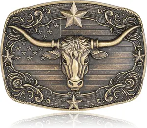 Cowboy Belt Buckle for Men Western Cowgirl Rodeo Longhorn Bull Belt Buckles