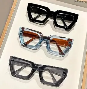 3 Pcs Y2K Oversized Leopard Print Blue Light Glasses, Clear Lens Fashion Eyewear, Decorative Computer Glasses For Daily Casual Outdoor Sports Use, Anti Eye Strain Lightweight Comfortable All Match Eyeglasses