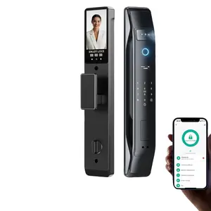 Tuya Smart 3D Face Home Door Lock Smart Touchscreen Security Camera Monitor Intelligent Fingerprint Password Biometric Electronic Key Unlock Smart Control