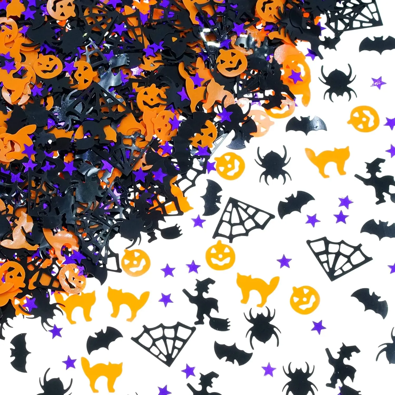 Halloween Party Table Scatter - Shiny Foil Metallic Pumpkin, Spider Web Sequins Confetti, 60g Trick or Treat Party Decorations