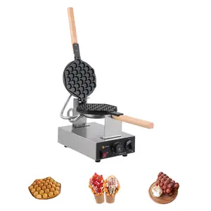 【GARVEE】1400W Stainless Steel Bubble Maker with Quick-Heat Non-Stick Pans, Wooden Handles, and 180° Rotating Design for Even Baking of Hong Kong Egg Puffs at Home