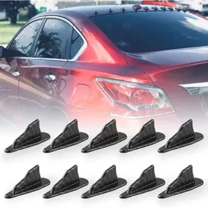 10pcs/Set Diffuser Shark Fin Kit Compatible with Spoiler Roof Wing Air Vortex Generator Carbon Fiber Pattern