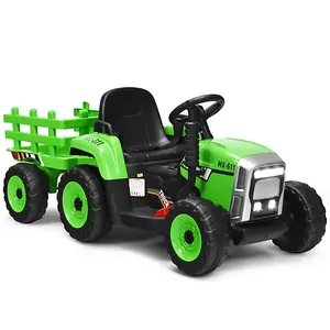 【GARVEE】12V Electric Tractor & Trailer for Ages 3-6, Featuring Remote Control, Available in Multiple Colors (Green, Pink, Blue, Rose, Red) and Power Options (25W, 35W)