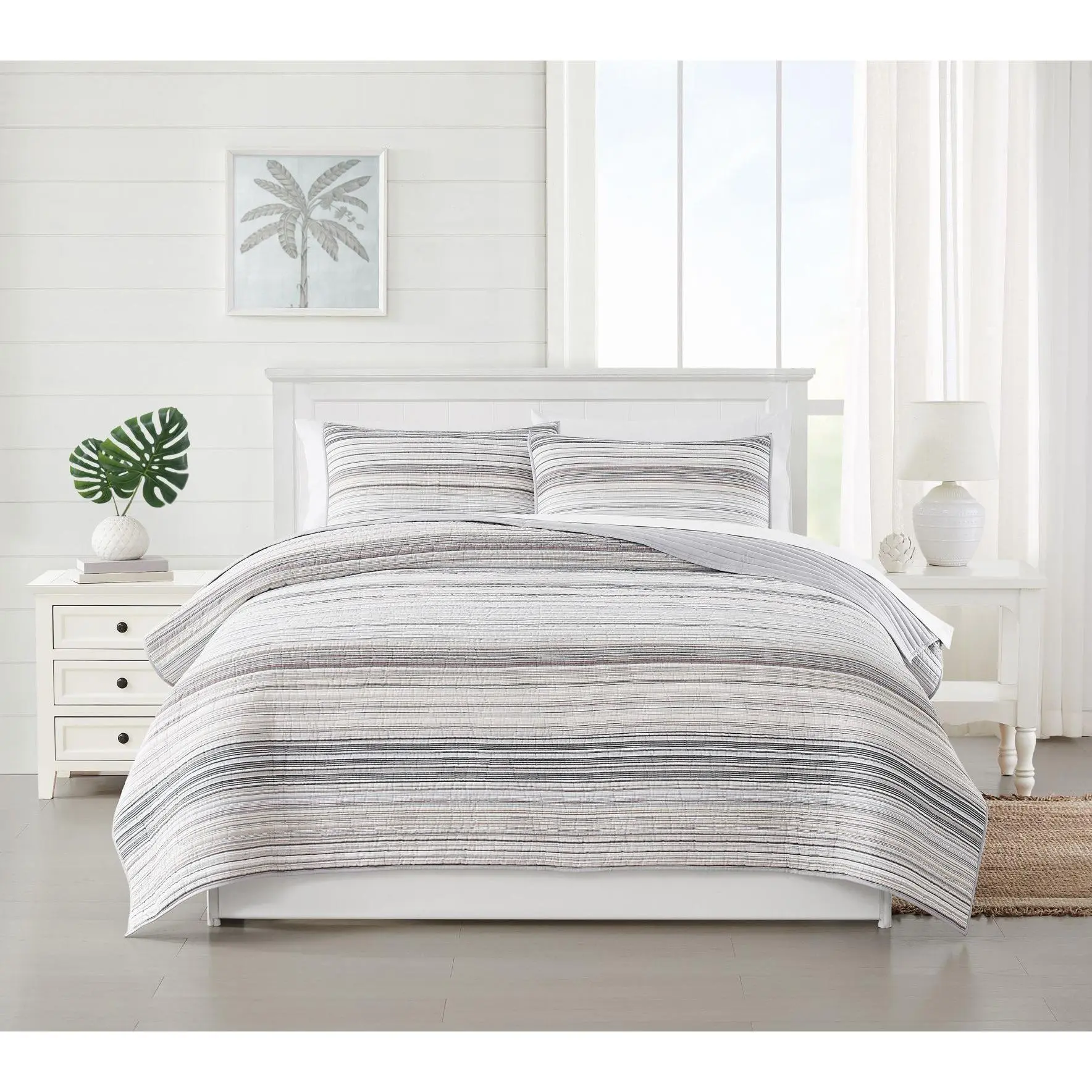 Oceanfront Resort Navarre Yarn Dye Stripe 3pc King Quilt Set