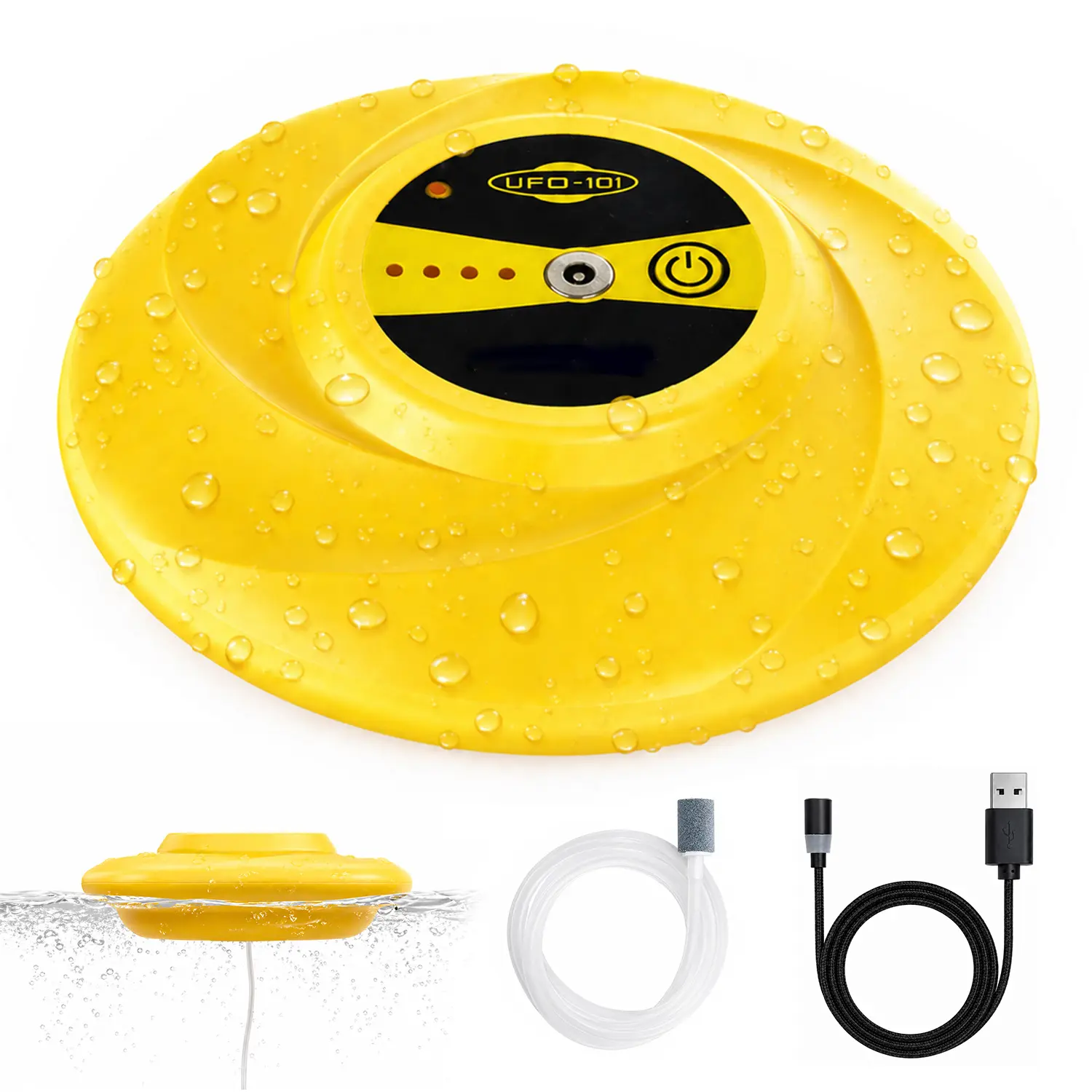 HADORAM Portable Automatic Aerating Pump, Quiet Topwater Design with USB Rechargeable LED Light, Aquarium Supplies for Float Tube Fishing