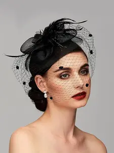 1pc Fascinators Hats Women, Garden Tea Party Hats Bulk Vintage Hats Multipack Derby Wedding Flower Cocktail Mesh Hair Clip Halloween Party Suitable Girls and Women