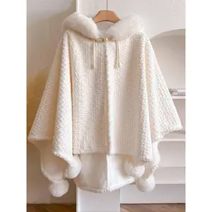 Women's Solid Color Cloak Sleeve Shawl, Casual Warm Thick Cape Shawl for Party, Fashion Accessories for Wedding Party, Women's Scarf for Fall & Winter