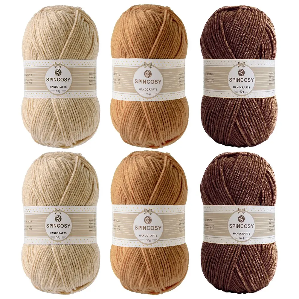 6-Pack Multicolor Acrylic Yarn, 50g Per Ball, Soft and Skin-Friendly, Soft Texture, Ideal for Handmade Knitting Summer Clothes and Hats, DIY Gifts, Outdoor Activities