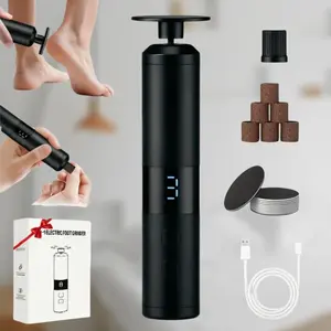 Electric foot file, cordless, interchangeable head foot care machine, powerful electric feet callus remover, rechargeable electric foot care equipment, suitable for home or salon use, for cleaning toenails and feet