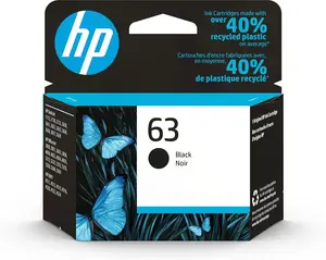 HP 63 Black Ink Cartridge (F6U62AN) - Compatible with DeskJet 1112, 2130, 3630; Envy 4510, 4520; OfficeJet 3830, 4650, 5200 Series - Instant Ink Eligible