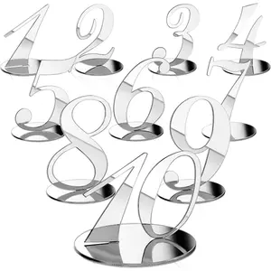10 count Table Numbers for Wedding 1-10 Reception Wedding Numbers Signs with Holder Elegant Mirror Table Number for Engagement Party Birthday Anniversary Event Catering()