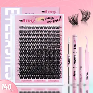 ArmyBeauty Volume Lash clusters kit /Double V,Starry,A-style/Beginner-Friendly Diy Lashes/Waterproof, Longlasting Lash Bond&Seal Remover/ Easy Diy Application at Home