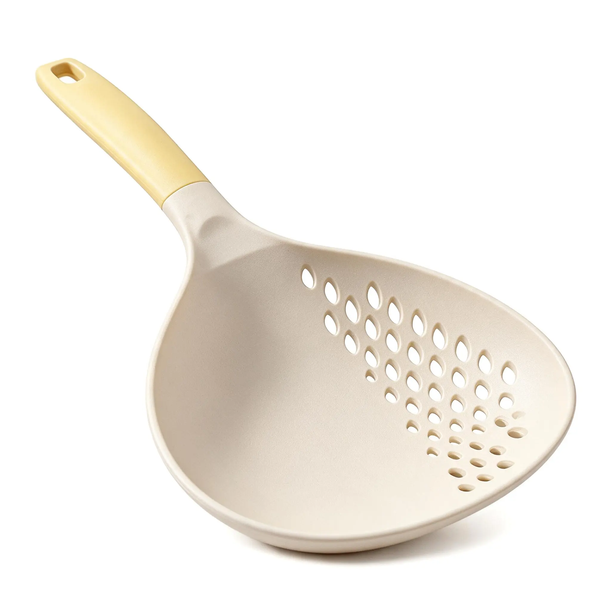 2 in 1 Dual-Action Strainer Spoon, Half Solid Half Perforated Food Grade PP Kitchen Scoop, Heat Resistant Colander Ladle for Noodles Dumplings Pasta Vegetables, Hanging Design Cooking Skimmer