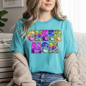 Cheer Mom faux sequin glitter t-shirt