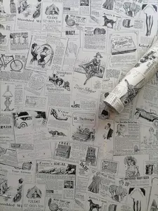 Newspaper Wallpaper, Self Adhesive Peel and Stick Wall Contact Paper Roll Decorative Covering for Decoration Countertops  Old Furniture Classroom Shelves Desk 17.71" X 118"