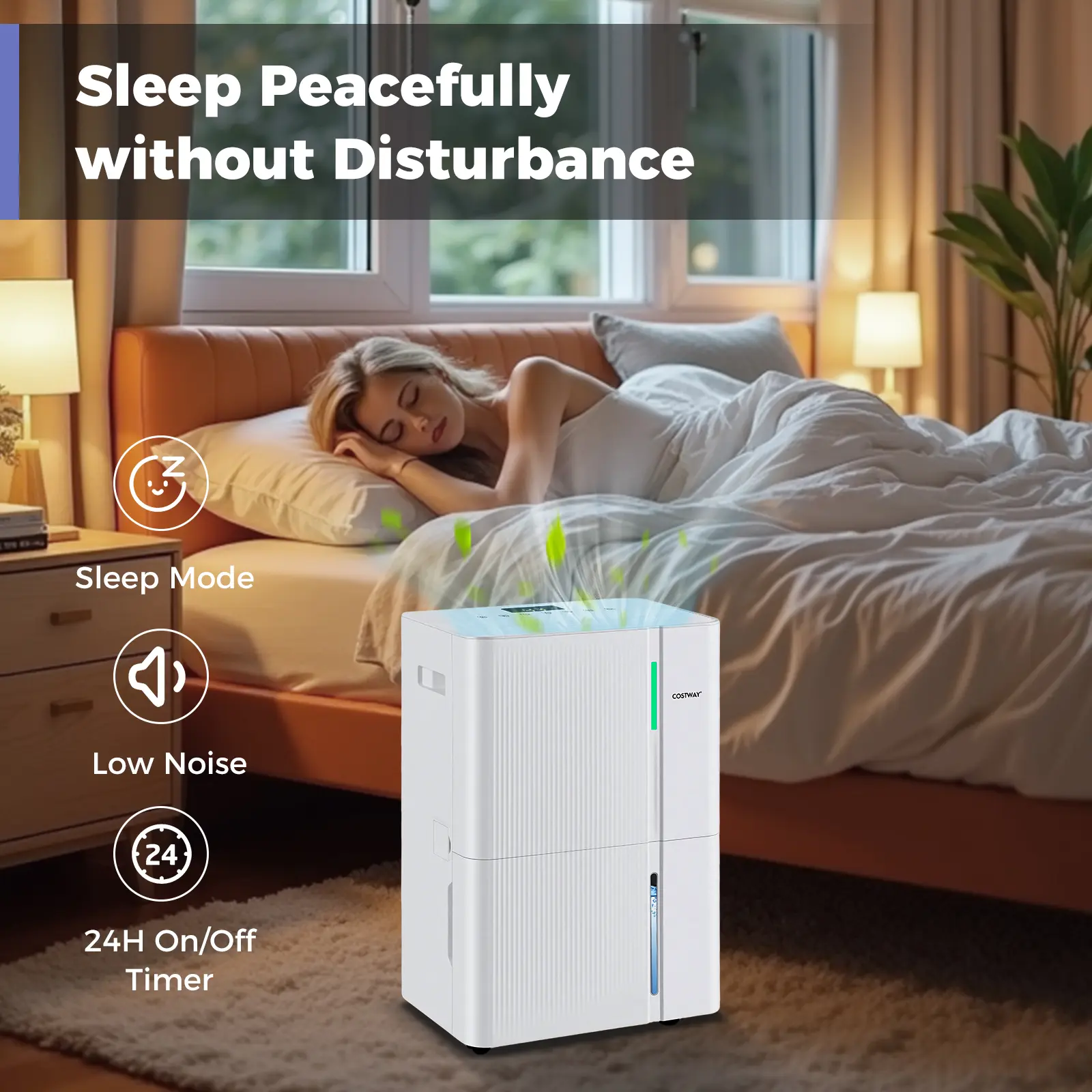 COSTWAY - 74/96 Pints Dehumidifier for Home 4500/5500 Sq. Ft Dehumidifier with 3 Modes-74 Pints