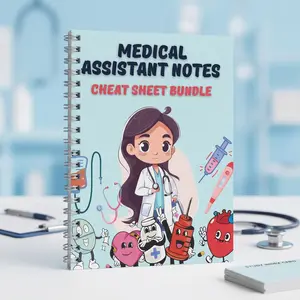 Medical Assistant Notes & Cheat Sheet Bundle | Spiral Bound Study Guide with Medical Terminology, Quick Reference Notes, Office Procedure Basics, Clinical Study Pages & Review Charts for Students