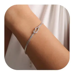 Knot Glitter Snake Chain for Women & Girls Trendy Fine Jewelry Fashion Matching Bracelet Chain for Couples Friendship Relationship Valentine Christmas Gifts for Her Jewelry bracelets locking  jewelry cute jewelry accessories tiffany  and  co