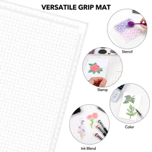 8.26inch X11.7inch A4 Clear Photopolymer Sticky Mat for Stencil Stamp; Reusable Anti-Slip Grip Mat for Stamping Stenciling Ink Blending Positioning Designs