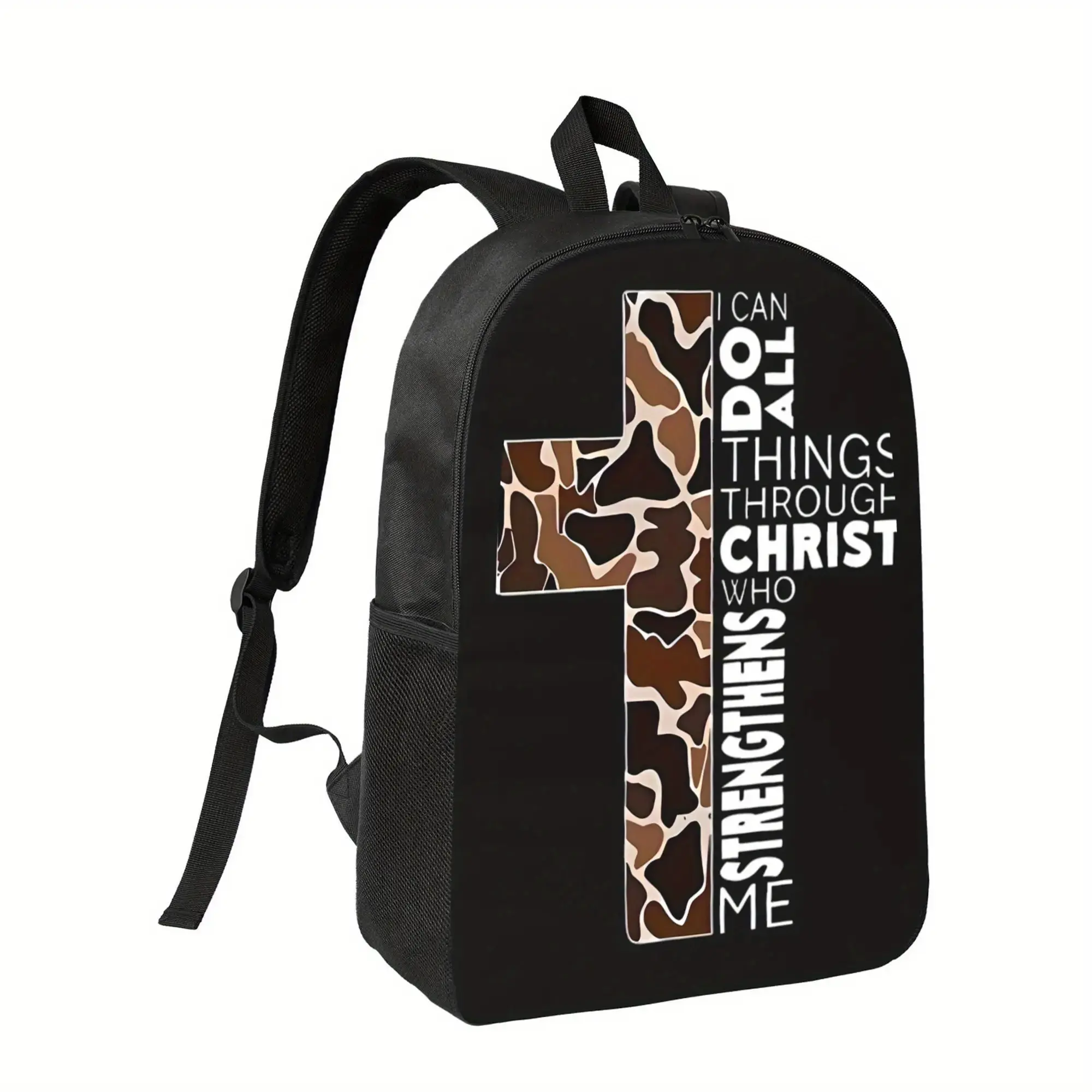 Best Trendy Boys' Camo Cross Graphic Backpack - Lightweight Durable Polyester School Bag with Adjustable Straps, Multiple Compartments & Zipper Closure, Casual Everyday Backpack for School, Travel, Outdoor Adventures, Backpack for School, Adventure Gear