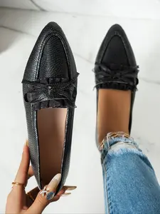 Women's Elegant Pointed Toe Flat Shoes, Elegant Flats, Walking Shoes, Bow Decor, Casual Fashion, Large Size, Comfortable Non-Slip, All Seasons, Home & Outdoor, Footwear