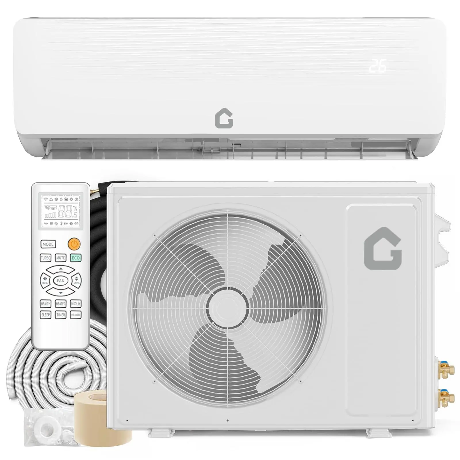 Gaomon 12,000K BTU Split Type Air Conditioner with Cooling/Heating, SEER2 19, 208-230V, All-Season Application, Remote Control, Sleep Mode, Timer Function, for Bedroom and Living Room (Up to 750 Sq Ft)