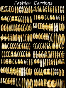 24/36/48 Piece Heart Flower Pearl Geometric Dangle Earrings Set, Minimalist Wave Twisted Square Design, Elegant Vintage Style for Parties & Daily Wear, Trendy Jewelry