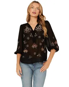 Shyanne Women's Decorated Peasant Top - Swho23w48 Shyanne Women's Decorated Peasant Top - Swho23w48