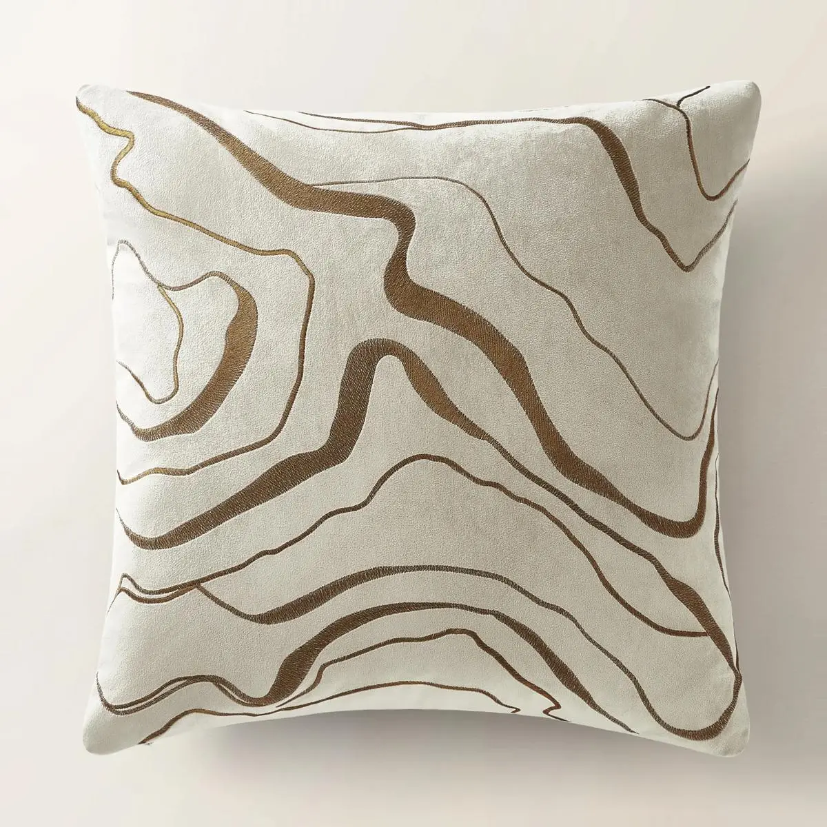 Z Gallerie Encina 22x22" Velvet-Polyester Topography Design Decorative Pillow - Feather Fill, Removable Cover, Artistic Flair, Rust/Ivory or Silver/Ivory Upholstered Home Textile for Sofas